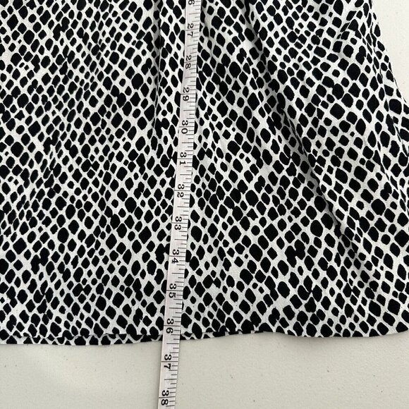 Garnet Hill Dress Crepe Shift Midi Size 6 Black White Geometric - Picture 10 of 10